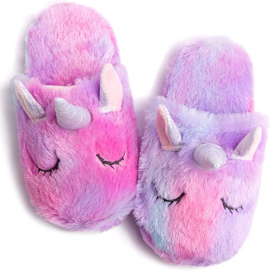 Cute Rainbow Girls Fluffy Slippers
